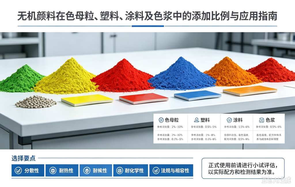 无机颜料在色母粒、塑料、涂料及色浆中的添加比例与应用指南